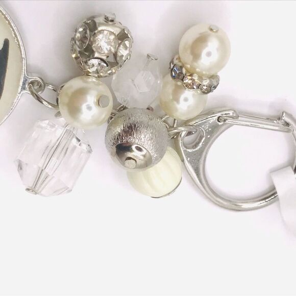 Sleek Silver and White Inital B Keychain  Accessory - Picture 3 of 5